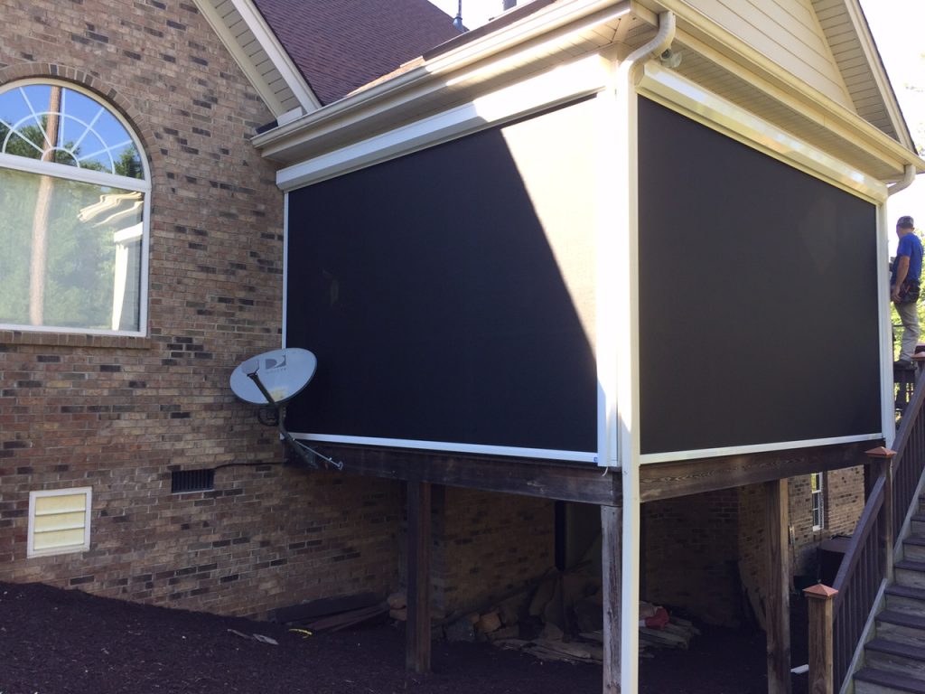 Fenetex 95% Solar Porch Shades block heat, sun glare, rain, wind, pollen, and nosey neighbors, but still allow for view to yard and air exchange.