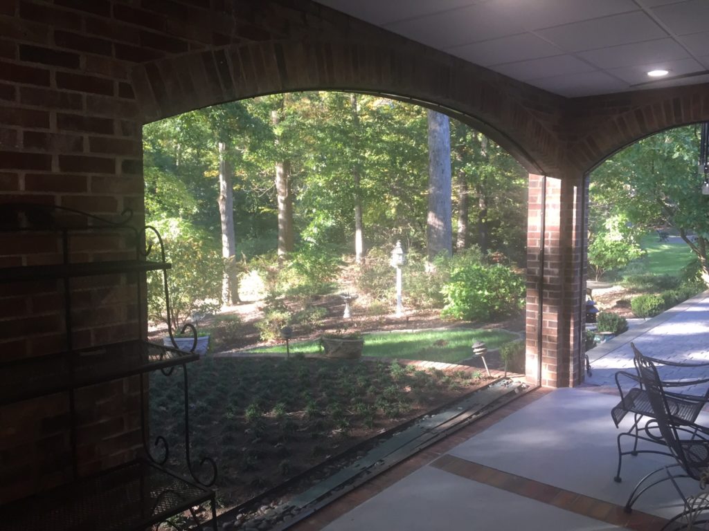 Greenville SC Porch Screened Arch Brick Patio Bronze Screen Framing