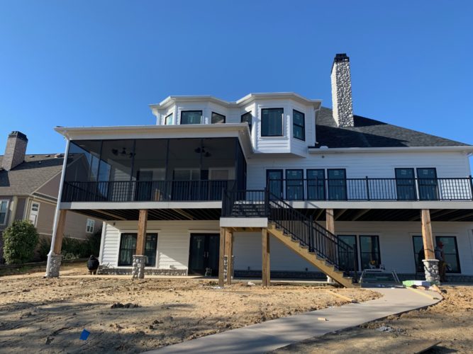 Porch Screening and Deck Railing Installed by Palmetto Outdoor Spaces Greer SC