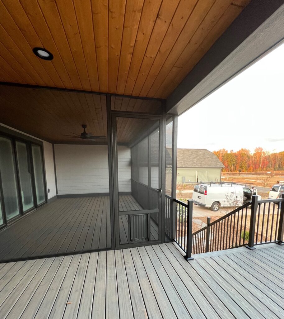 PCA Screen Door with Large Pet Door Avalon Deck Railing Porch Screening by Palmetto Outdoor Spaces